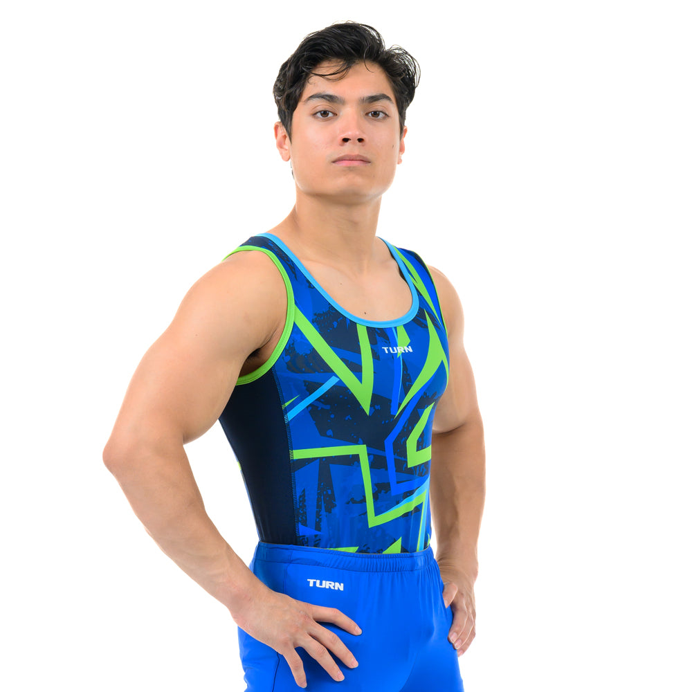 Junior Sparta Singlet - Blue & Electric Green