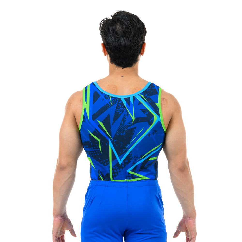 Junior Sparta Singlet - Blue & Electric Green