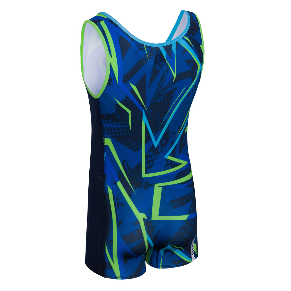 Junior Sparta Singlet - Blue & Electric Green