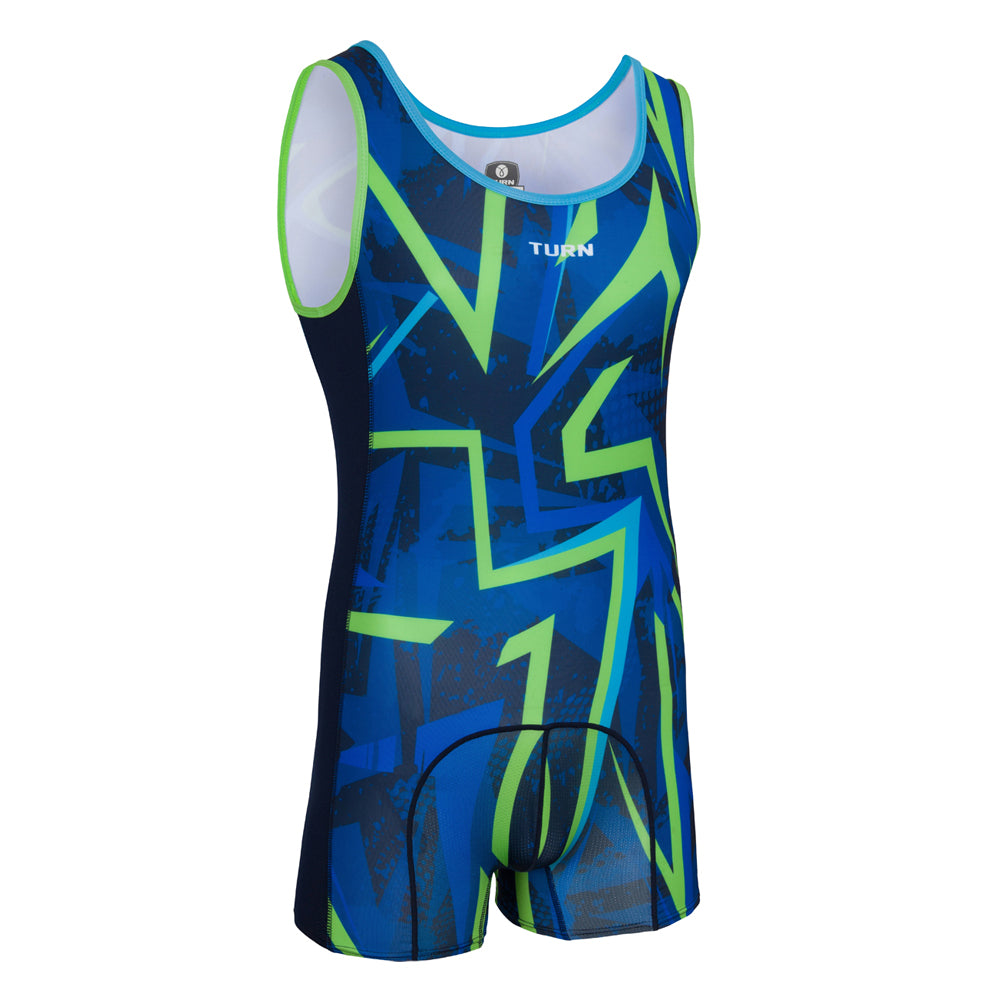 Senior Sparta Singlet - Blue & Electric Green