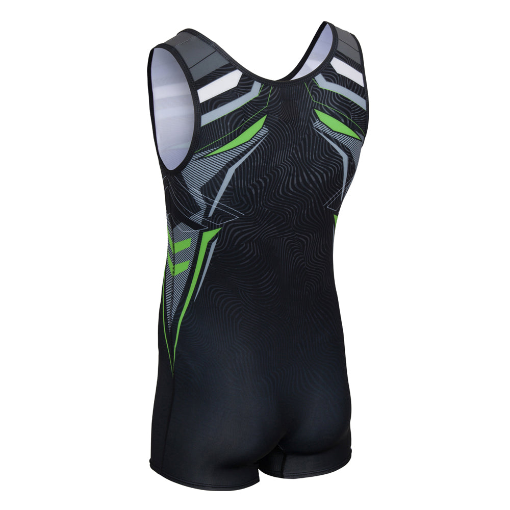 Senior Tournoi Singlet - Black & Electric Green